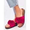 Ružové dámske šľapky z eko semišu s kvetinovým vzorom, HG-106