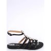 Dámske čierne sandále z eko kože na bežný deň, hladké prevedenie, kód produktu WWW-391