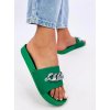 Dámske zelené šľapky z eko kože s kamienkami, kód produktu A131