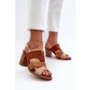 Dámské sandály z ekologického semiše na podpatku hnědé Qutima (Veľkosť 36)