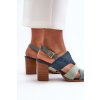 Dámské sandály z z eko semišue na vysokém podpatku modré Qutima (Veľkosť 38)
