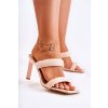 Béžové dámske semišové šľapky na ihlovom podpätku 9 cm, kód produktu H21-159 NUDE (Veľkosť 36)