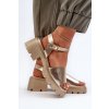 Zlaté dámske sandále na hrubom opätku z eko kože, kód produktu CD309 GOLD