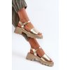 Zlaté dámske sandále na hrubom opätku z eko kože, kód produktu CD309 GOLD