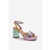 Dámske Sandále na podpätku d&a cr920 multikolor / CR920 LIGHT PURPLE (Veľkosť 36)