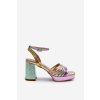 Dámske Sandále na podpätku d&a cr920 multikolor / CR920 LIGHT PURPLE (Veľkosť 36)