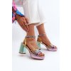 Dámske Sandále na podpätku d&a cr920 multikolor / CR920 LIGHT PURPLE (Veľkosť 36)