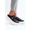 Dámske čierne kožené tenisky na plošej podrážke s prírodnou kožou, kód produktu Y138 BLACK
