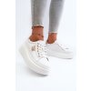 Dámske biele kožené tenisky na platforme Y138-9 WHITE