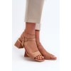 Hnedé dámske sandále z eko semišu na nízkom podpätku, LT33-10 CAMEL