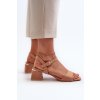 Hnedé dámske sandále z eko semišu na nízkom podpätku, LT33-10 CAMEL