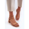 Hnedé dámske sandále z eko semišu na nízkom podpätku, LT33-10 CAMEL