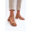 Hnedé dámske sandále z eko semišu na nízkom podpätku, LT33-10 CAMEL