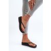 Čierne dámske plastové šľapky na platforme s brokávaným pásikom, kód produktu 83386 BLACK/GILT (Veľkosť 37)
