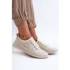 Dámske hnedé kožené tenisky na rovnej podrážke, kód produktu 22PB33-4636 BEIGE