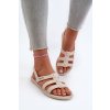 Béžové dámske gumové sandále na rovnej podrážke s gumenou vložkou, kód produktu 83516 BEIGE