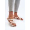 Béžové dámske gumové sandále na rovnej podrážke s gumenou vložkou, kód produktu 83516 BEIGE