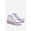 Biele dámske detské tenisky z textílie, šnúrovanie, rovná podrážka, kód produktu 845-B/80090-B WHT
