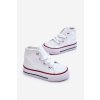 Biele dámske detské tenisky z textílie, šnúrovanie, rovná podrážka, kód produktu 845-B/80090-B WHT