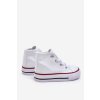 Biele dámske detské tenisky z textílie, šnúrovanie, rovná podrážka, kód produktu 845-B/80090-B WHT