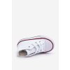 Biele dámske detské tenisky z textílie, šnúrovanie, rovná podrážka, kód produktu 845-B/80090-B WHT