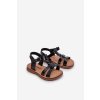 Detské sandálky se zapínáním na suchý zips čierne sarniema / 307-1A/2A/3A BLK (Veľkosť 19)