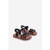 Detské sandálky se zapínáním na suchý zips čierne sarniema / 308-1A/2A/3A BLK (Veľkosť 19)