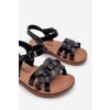 Detské sandálky se zapínáním na suchý zips čierne sarniema / 308-1A/2A/3A BLK (Veľkosť 19)
