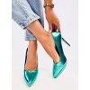 Dámske zelené lodičky z eko kože na ihloвом podpätku, kód produktu 6175