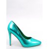Dámske zelené lodičky z eko kože na ihloвом podpätku, kód produktu 6175