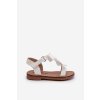 Lakované Detské sandálky s mašľou na suchý zips, biele joratia / 333-1B/2B/3B WHT (Veľkosť 19)