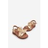 Detské sandálky s mašľou na suchý zips zlaté joratia / 333-1D/2D/3D GOLD (Veľkosť 19)
