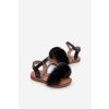 Detské sandálky na suchý zips s kožušinou čierne rosavere / 322-1A/2A/3A BLK (Veľkosť 19)