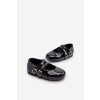 Lakýrované Detské baletky s proužky čierne margenis / 401-1A/2A/3A BLACK (Veľkosť 19)