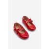 Lakované Detské baletky s červenými proužky margenis / 401-1D/2D/3D RED (Veľkosť 19)