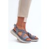 Modré dámske sandále z eko kože na platforme s podpätkom 4 cm, kód produktu 24SD06-7056 BLUE