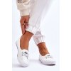 Biele dámske nízke tenisky z textilu na platforme s gumovou podrážkou, kód produktu LCW-23-31-1791L WHITE