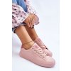 Ružové dámske textilné tenisky na rovnej podrážke LL274095 NUDE