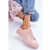 Ružové dámske textilné tenisky na rovnej podrážke LL274095 NUDE