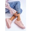 Ružové dámske textilné tenisky na rovnej podrážke LL274095 NUDE