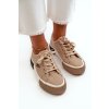 Dámske hnedé textilné tenisky na plošej podrážke QY835-63 KHAKI