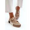 Dámske hnedé textilné tenisky na plošej podrážke QY835-63 KHAKI