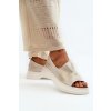 Zazoo 2939 Dámské kožené sandály s mašlí Zlatý otěr (Veľkosť 38)