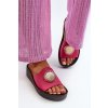 Zazoo 2920 Kožené Dámské Žabky Na Klinu S Zlatým Detailom Fuksia (Veľkosť 36)