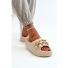 Dámské pěnové žabky s ozdobami na tlusté podrážce světle béžové Bremavia (Veľkosť 36.5)