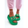 Dámske Penové papuče s ozdobami na hrubé podrážce zelené bremavia / BG181 GREEN (Veľkosť 36.5)