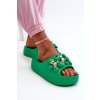 Dámske Penové papuče s ozdobami na hrubé podrážce zelené bremavia / BG181 GREEN (Veľkosť 36.5)