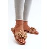 Hnedé dámske šľapky z eko kože na rovnej podrážke, kód produktu 491-02 BEIGE