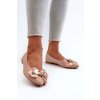 Béžové dámske balerínky z eko semišu s mašľou a brošňou, kód produktu ZA39P KHAKI