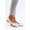 Dámské ekokožené baleríny s mašlí a broží bílé Satris (Veľkosť 37)